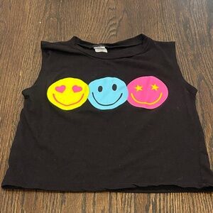 Miss Popular Girl’s Black Smiley Face Tank Top Size 7/8